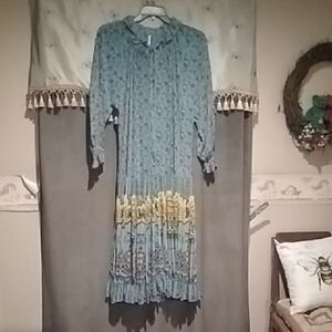 Floral Blue and Yellow See-thru Dress